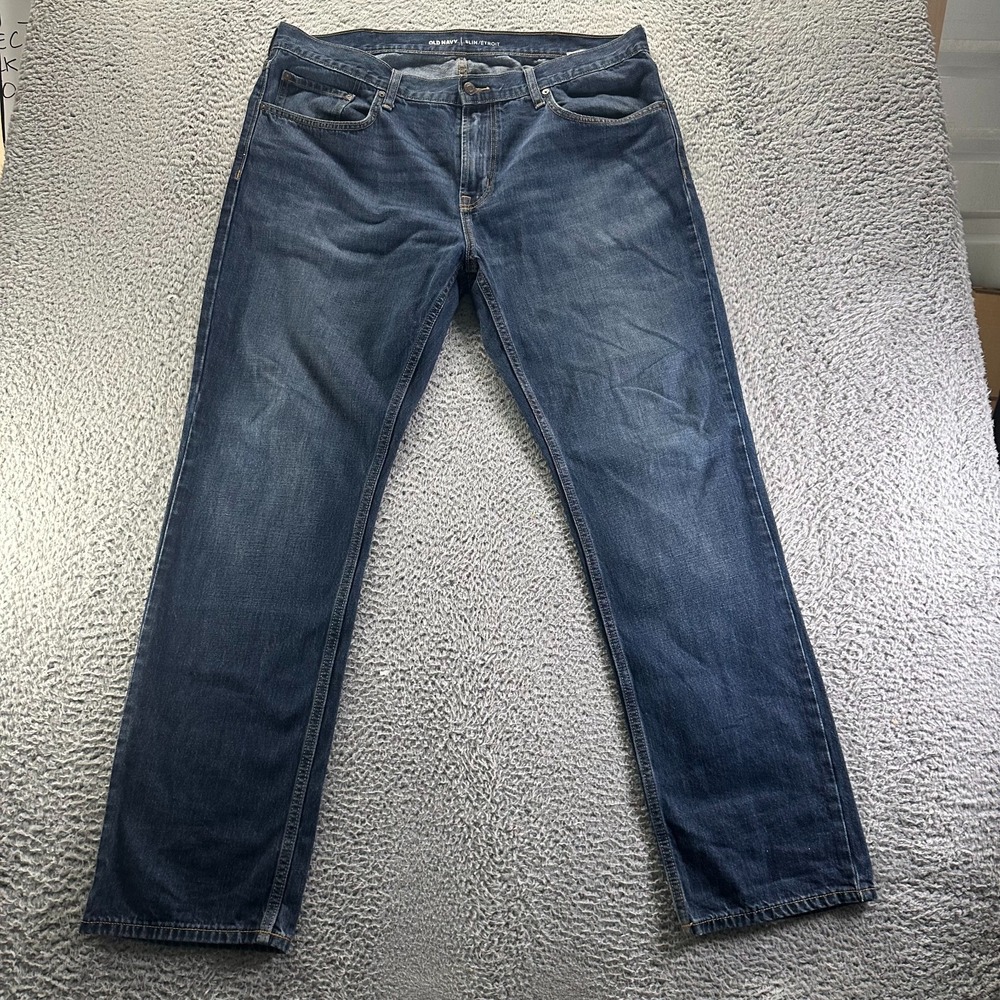 Old Navy Jeans‎ Mens 40x34 Blue Cotton Denim Straight Leg Faded Slim Workwear